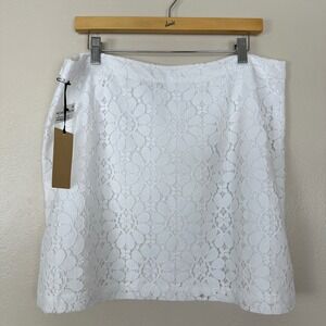 Halogen Women's XL Mini Skirt White‎ Floral Lace